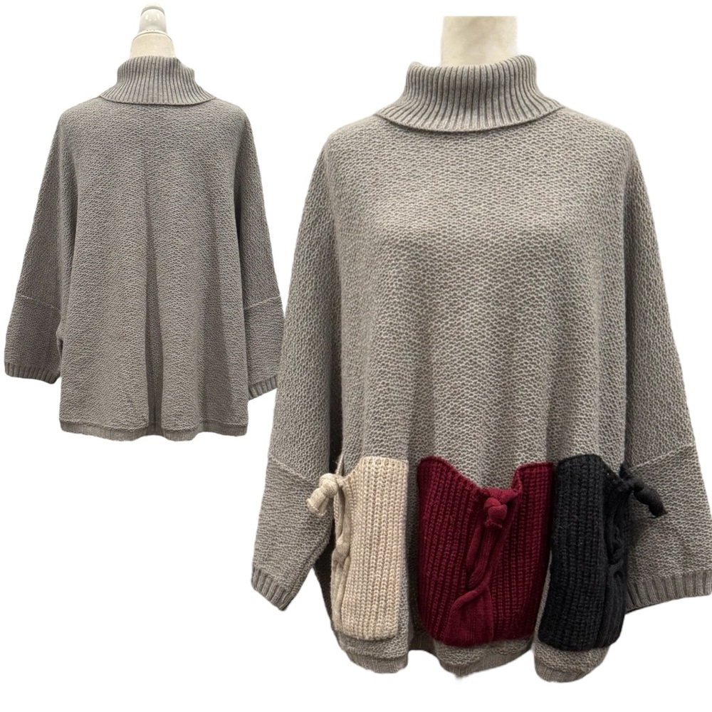 Vintage Italian Knit Oversized Pockets One of a Kind Chunky Knit Novelty Sweater - Picture 9 of 9